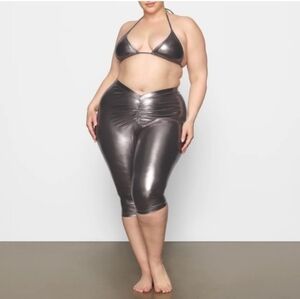 SKIMS Metallic Gray Women's Swim Leggings